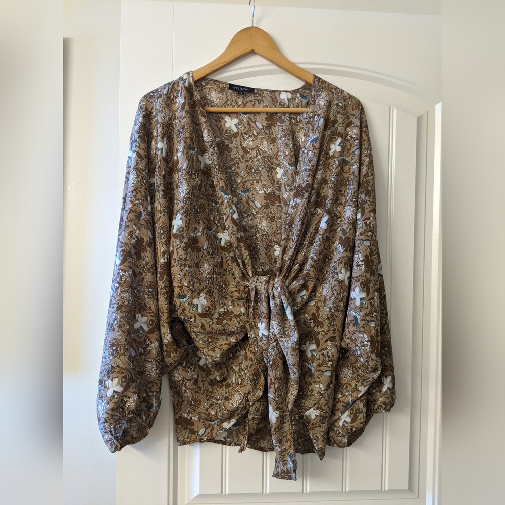 Floral Tie-Front Blouse